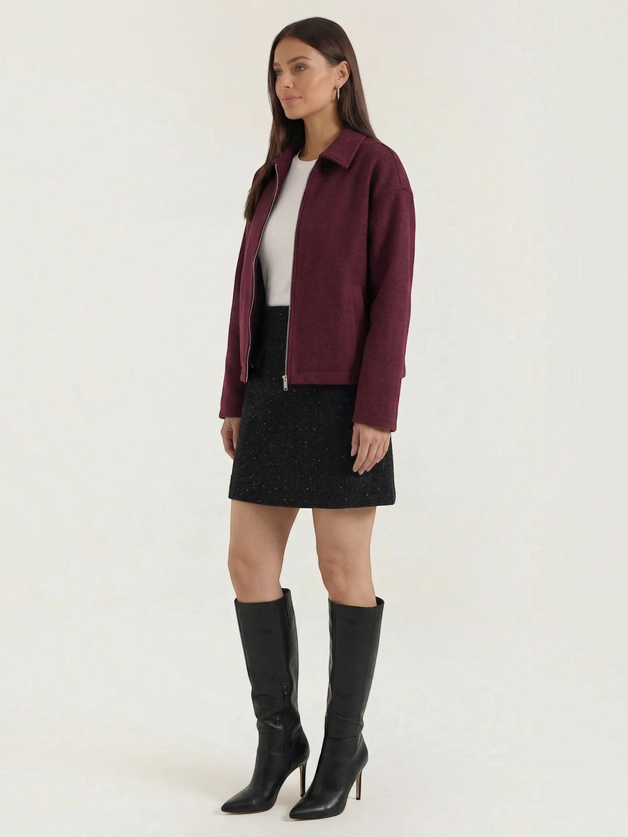 Teresa Zip Front Oversized Short Jacket