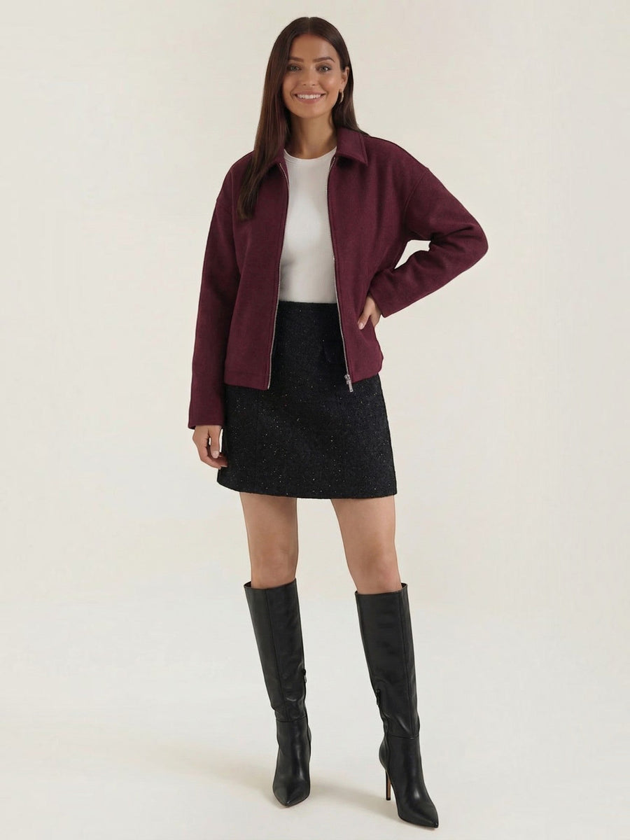 Teresa Zip Front Oversized Short Jacket