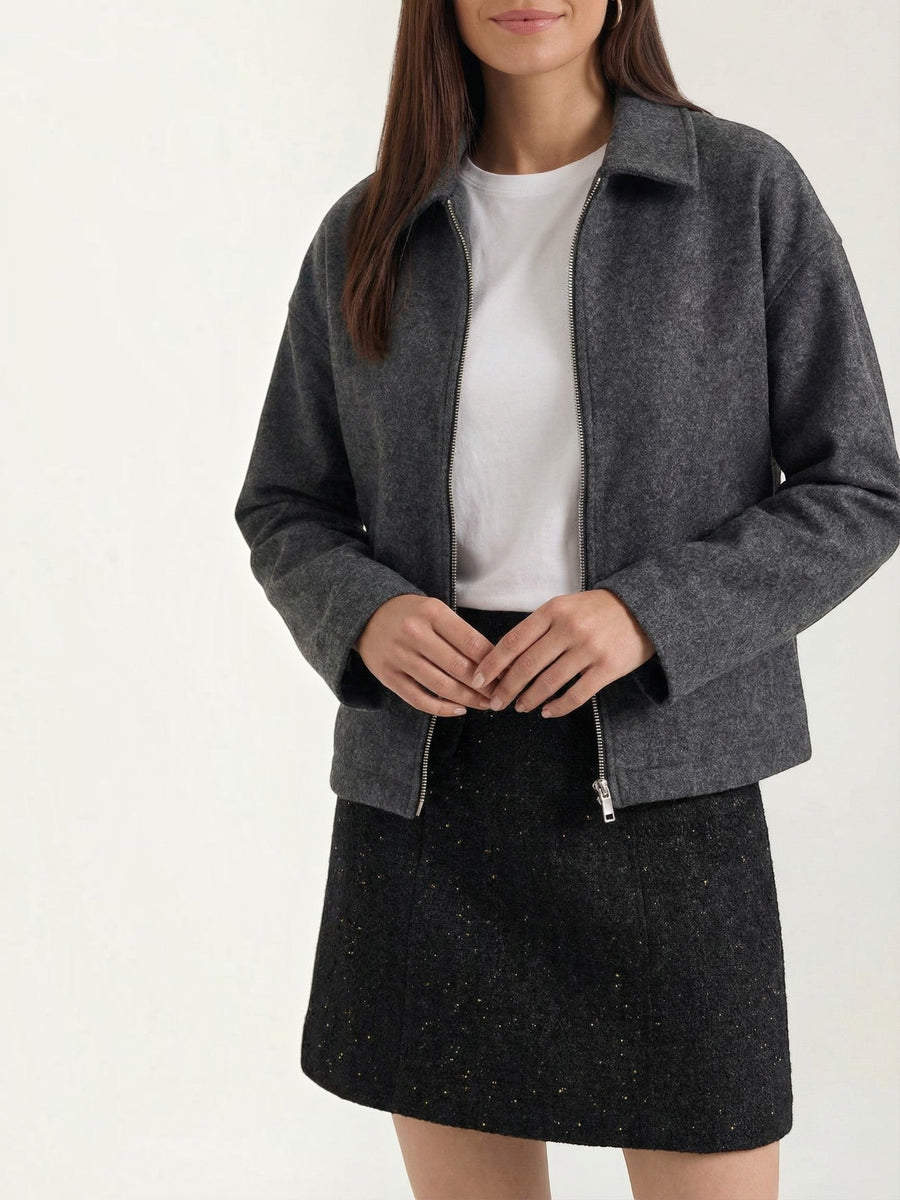 Teresa Zip Front Oversized Short Jacket