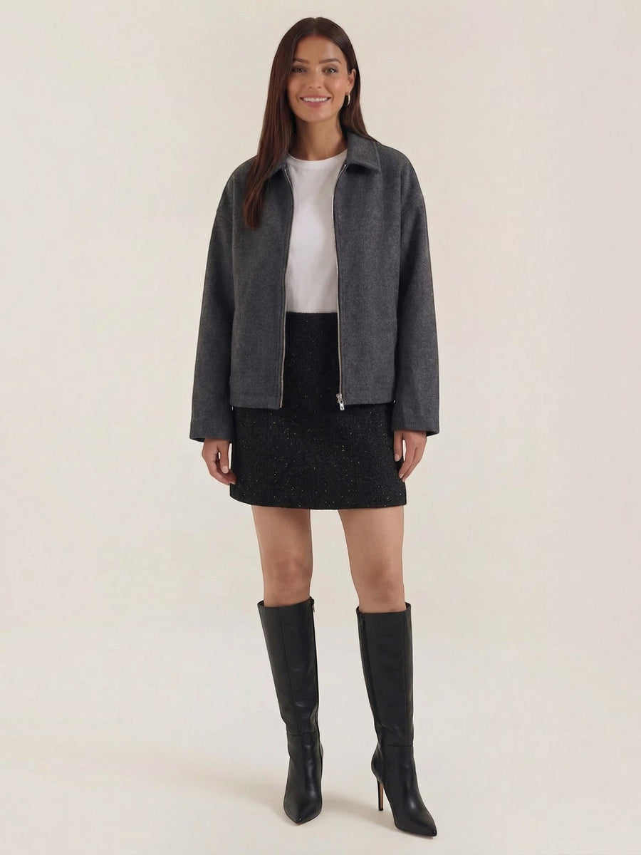 Teresa Zip Front Oversized Short Jacket