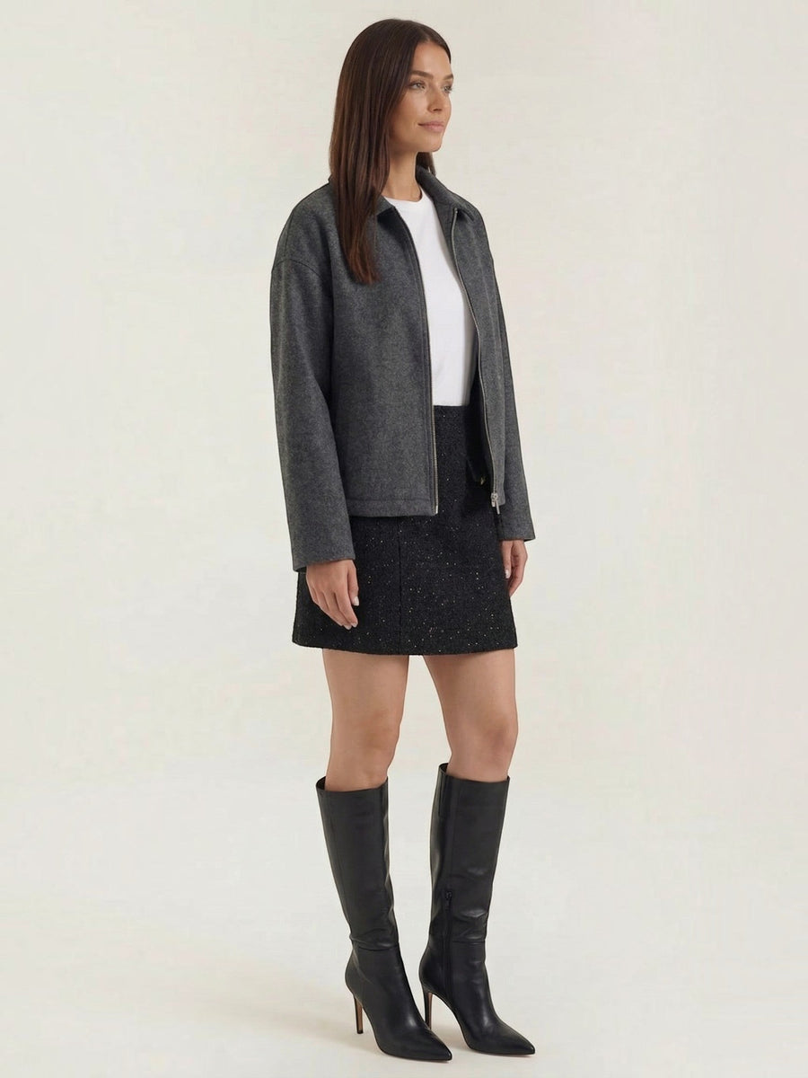 Teresa Zip Front Oversized Short Jacket