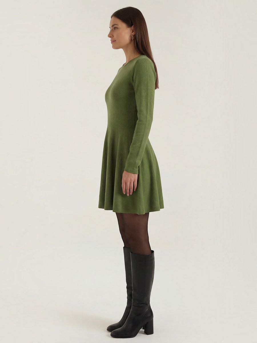 Tiffany Long Sleeve Flared Knit Mini Dress