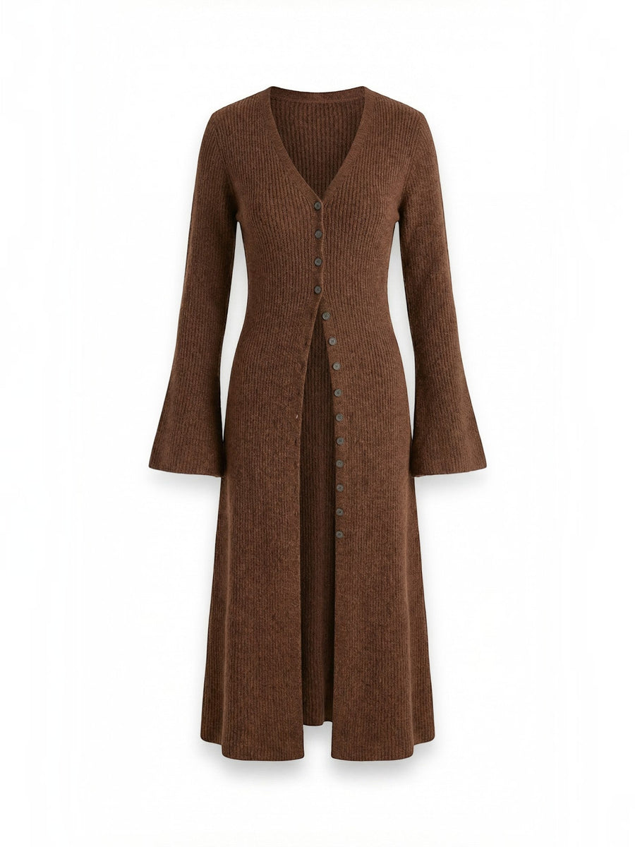 Valerie Ribbed V Neck Maxi Cardigan