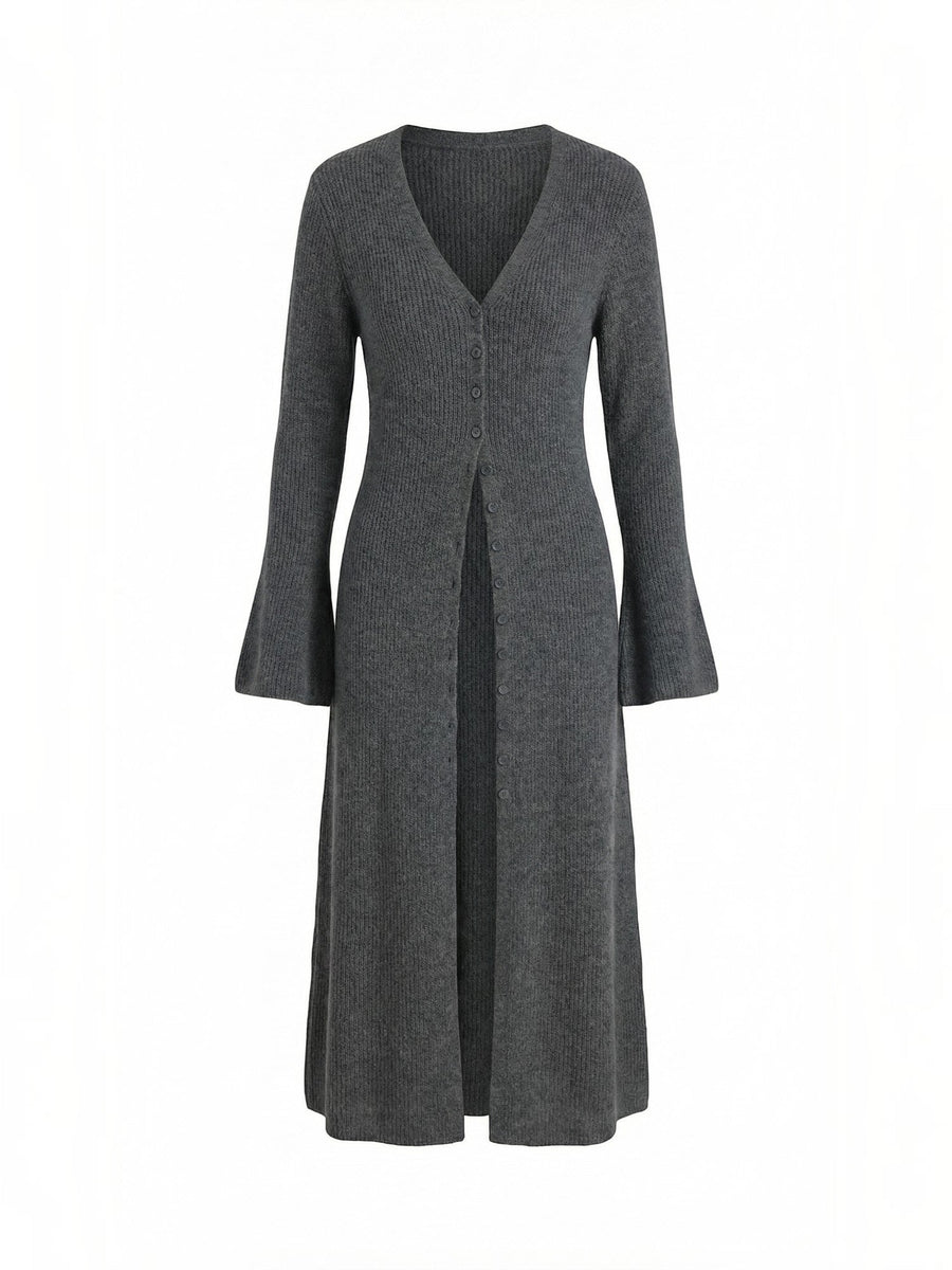 Valerie Ribbed V Neck Maxi Cardigan