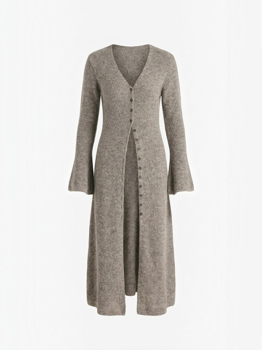 Valerie Ribbed V Neck Maxi Cardigan
