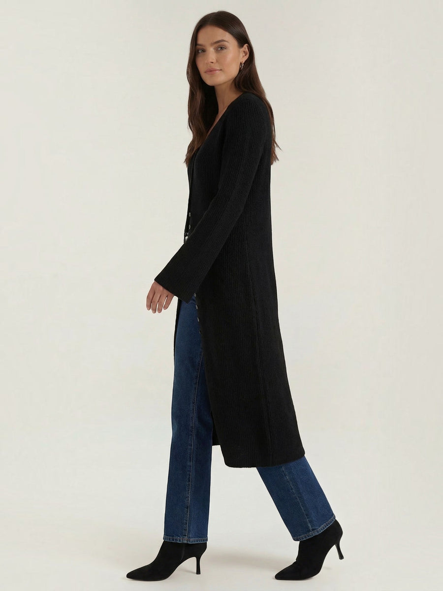 Valerie Ribbed V Neck Maxi Cardigan