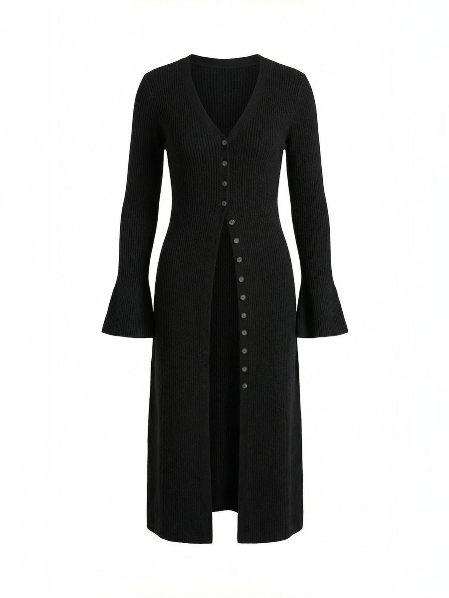 Valerie Ribbed V Neck Maxi Cardigan