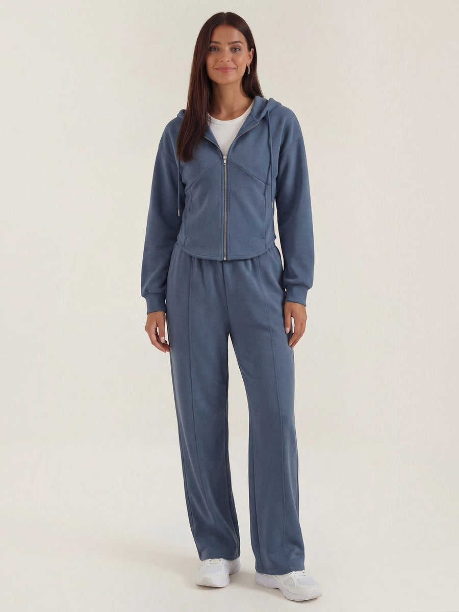 Yolanda Zip Hoodie and Wide Leg Pants Set