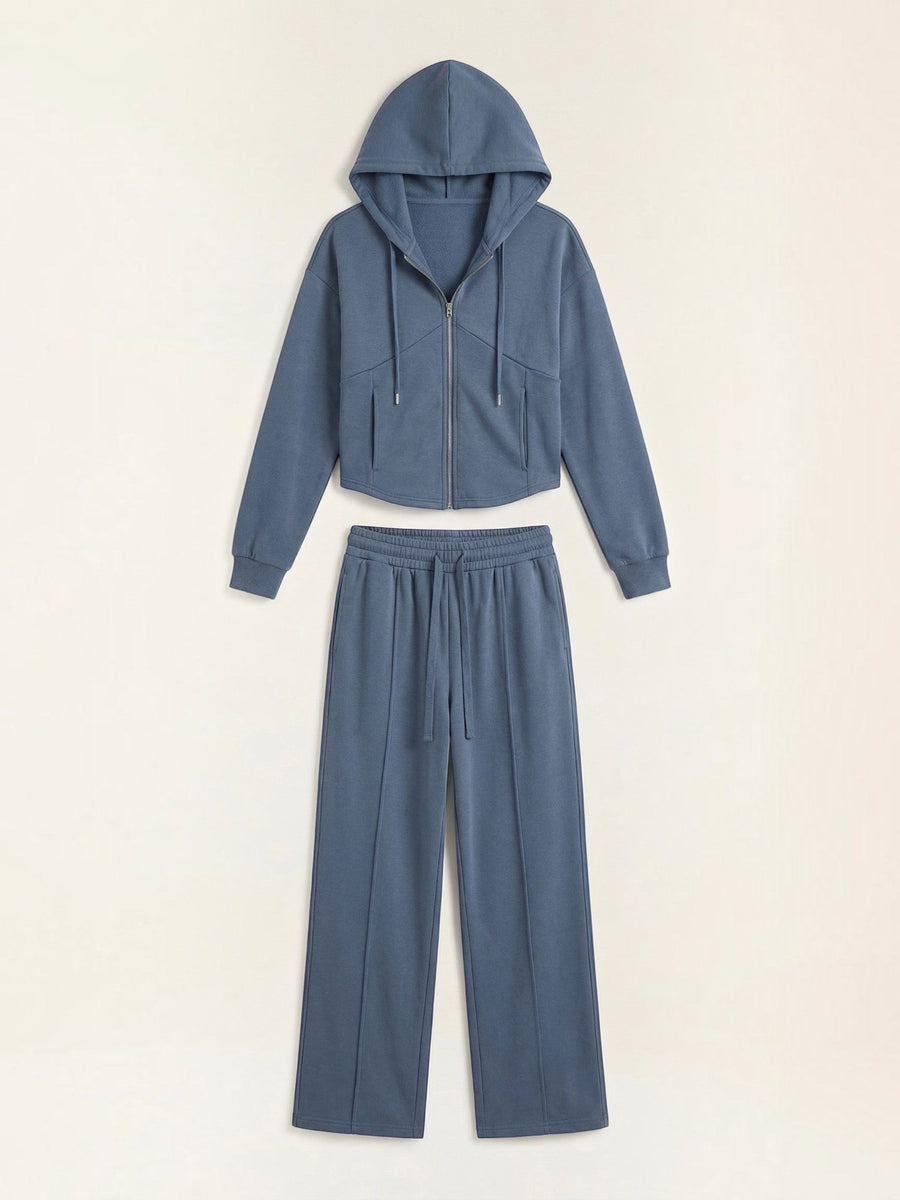 Yolanda Zip Hoodie and Wide Leg Pants Set
