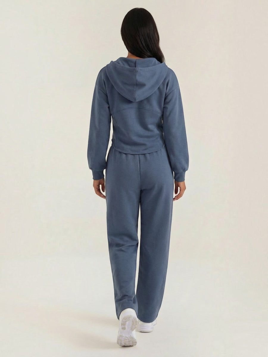 Yolanda Zip Hoodie and Wide Leg Pants Set