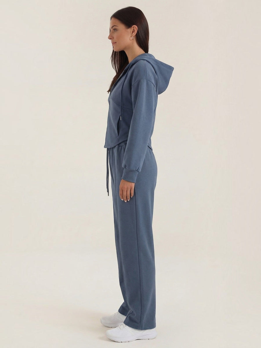 Yolanda Zip Hoodie and Wide Leg Pants Set