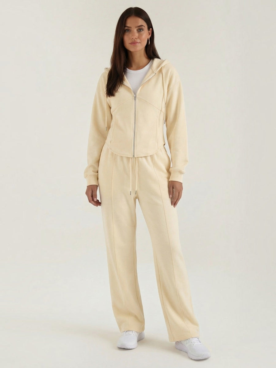 Yolanda Zip Hoodie and Wide Leg Pants Set