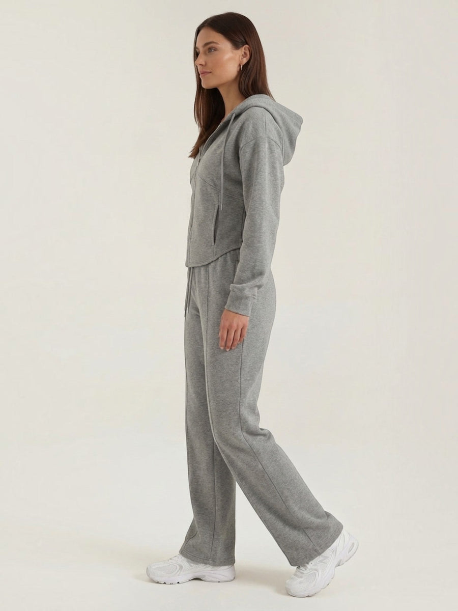 Yolanda Zip Hoodie and Wide Leg Pants Set