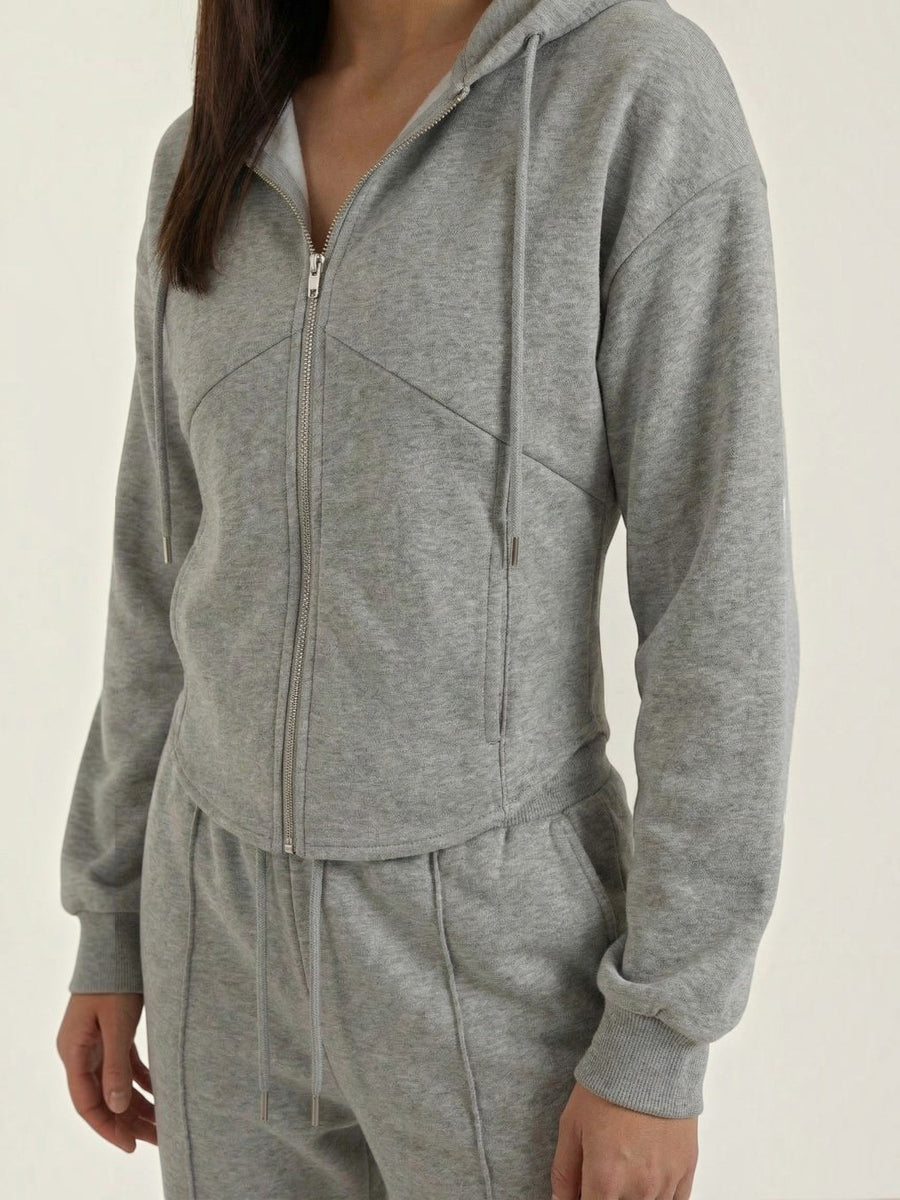 Yolanda Zip Hoodie and Wide Leg Pants Set