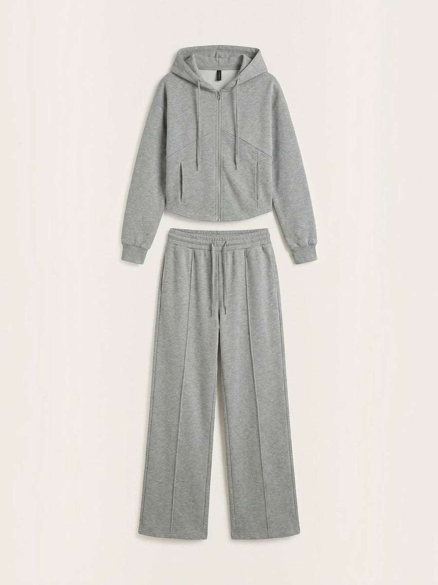 Yolanda Zip Hoodie and Wide Leg Pants Set