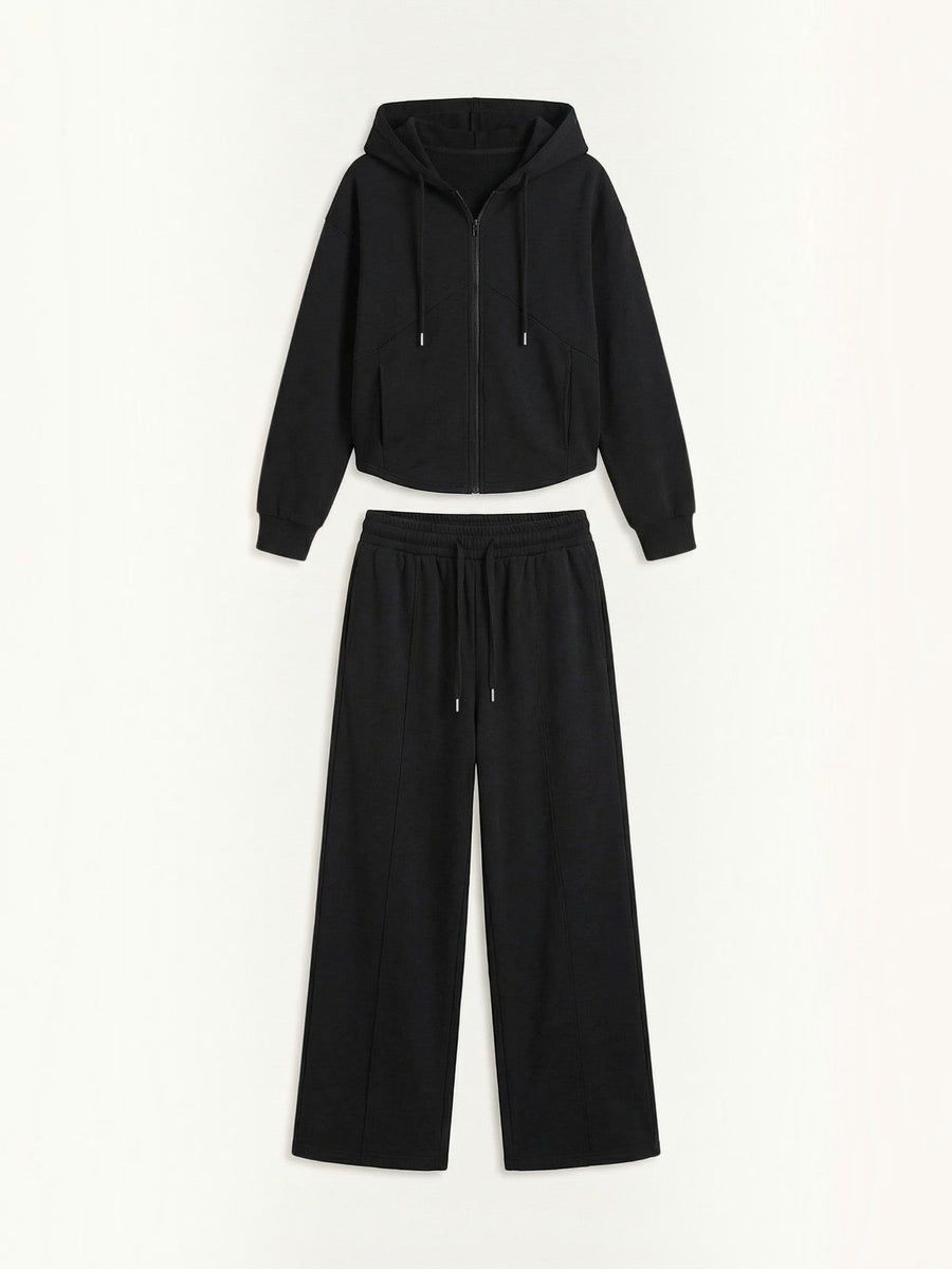 Yolanda Zip Hoodie and Wide Leg Pants Set