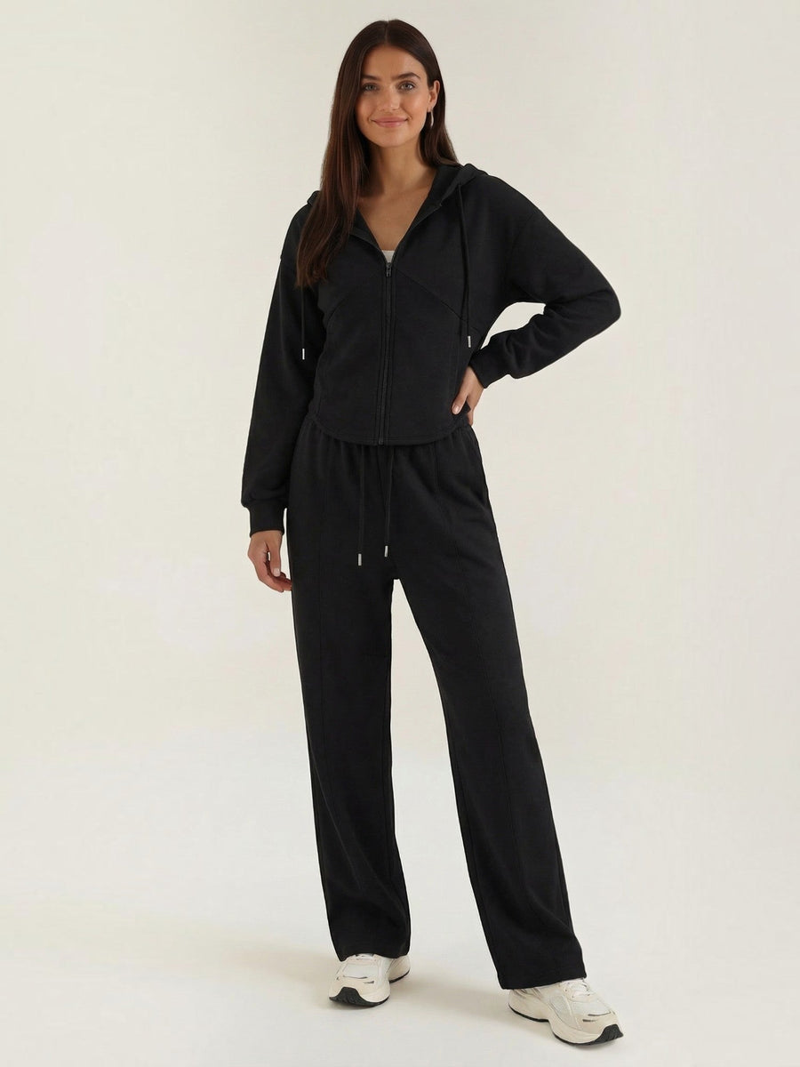 Yolanda Zip Hoodie and Wide Leg Pants Set