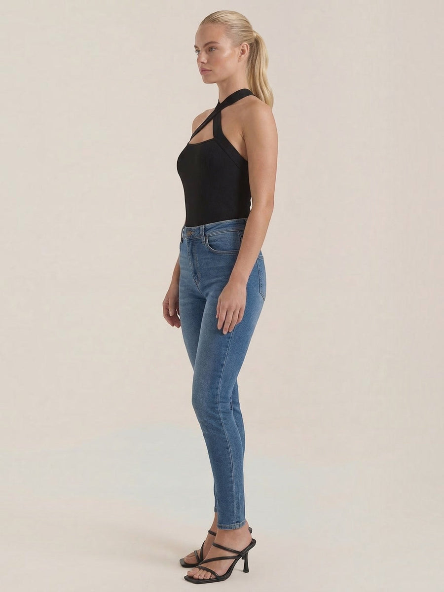 Allison Crossover Halter Neck Cut Out Top