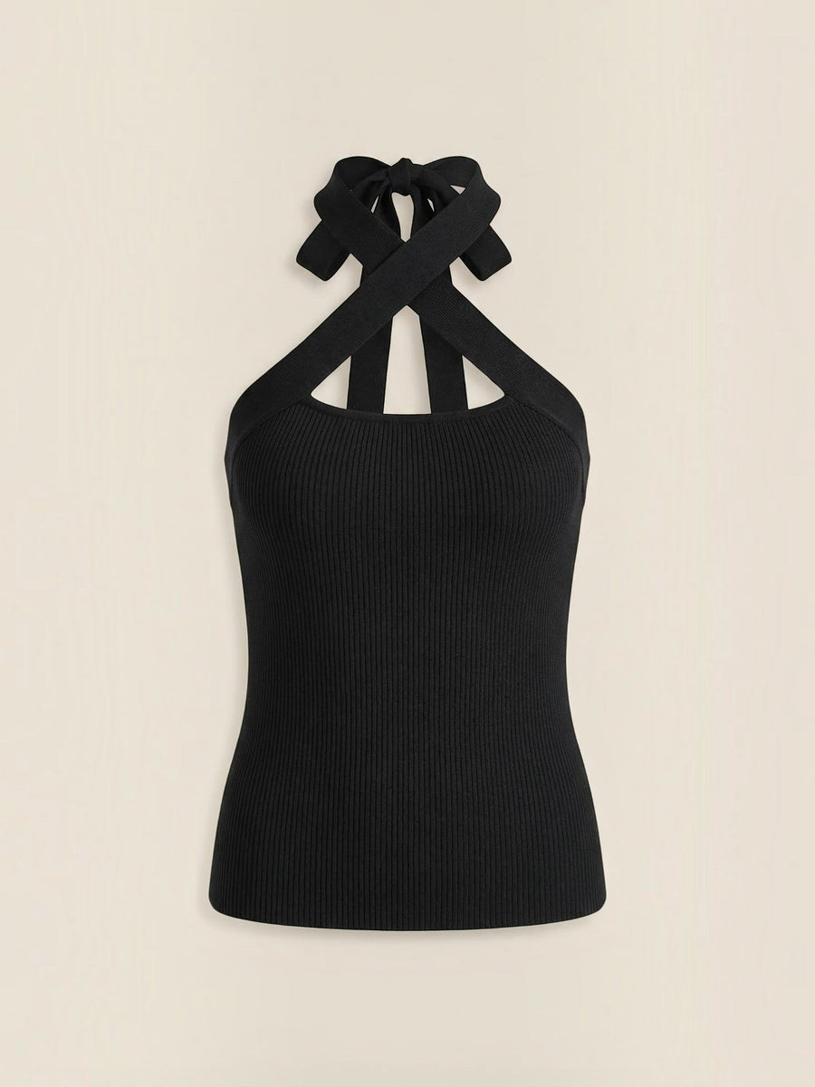 Allison Crossover Halter Neck Cut Out Top