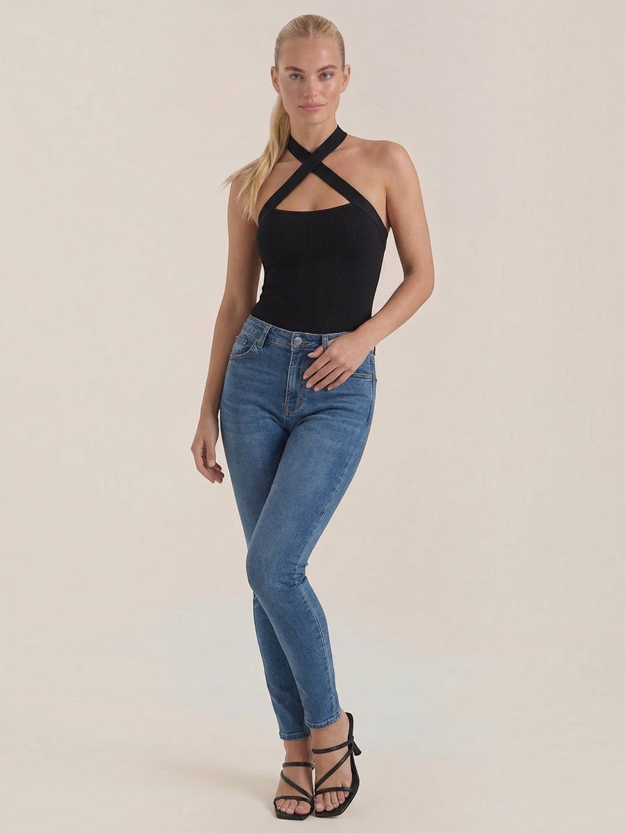 Allison Crossover Halter Neck Cut Out Top