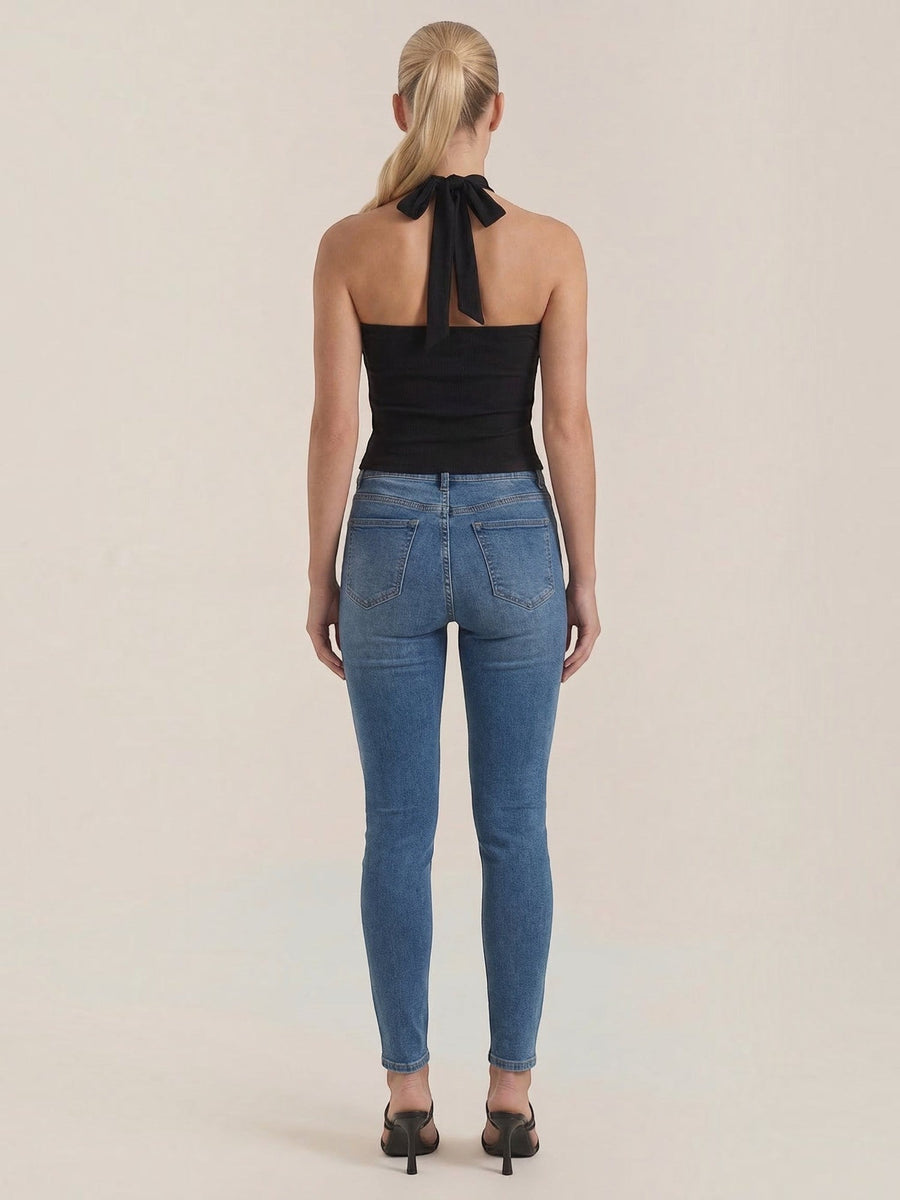 Allison Crossover Halter Neck Cut Out Top