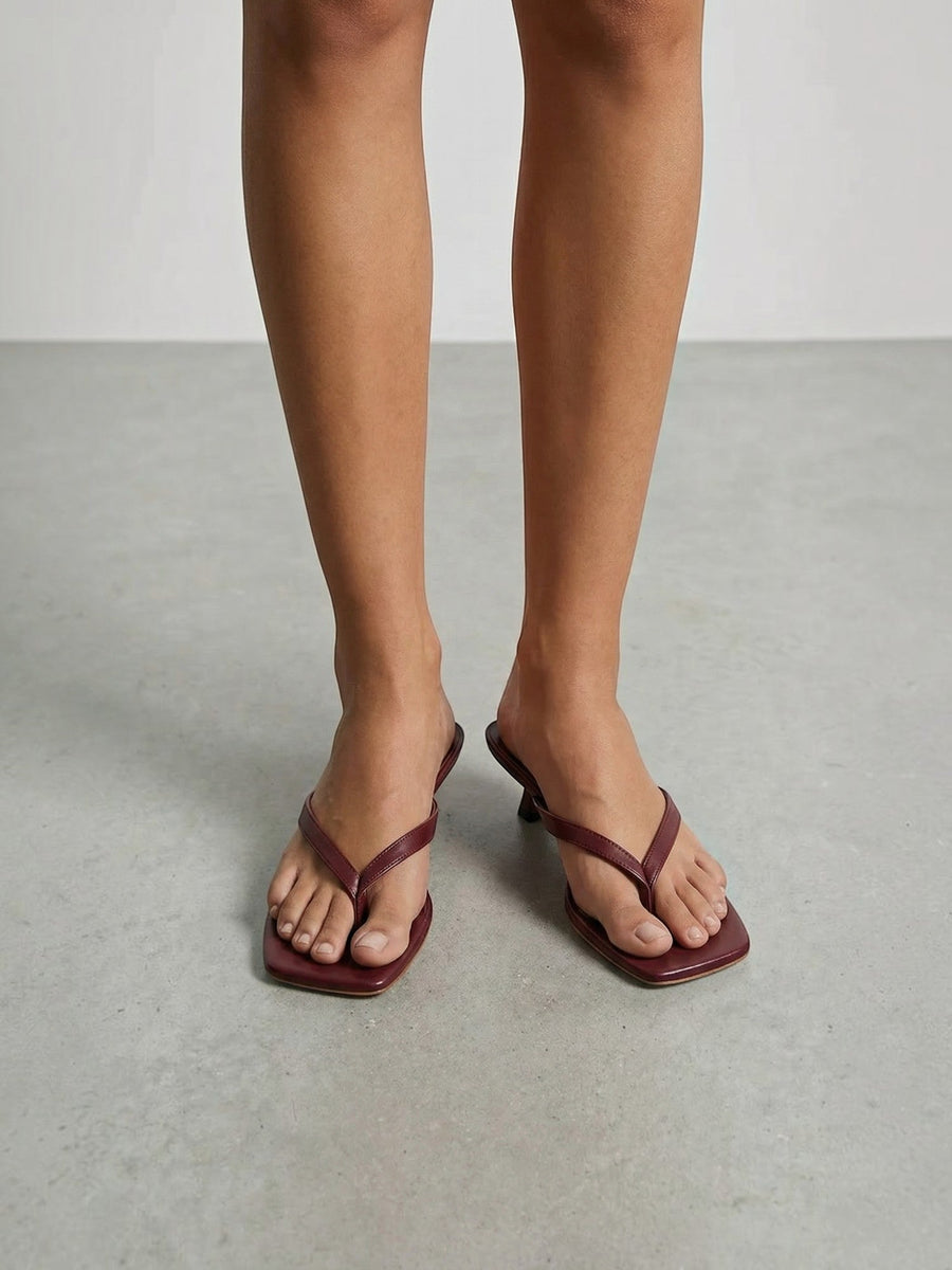Amanda Square Toe Kitten Heel Sandals