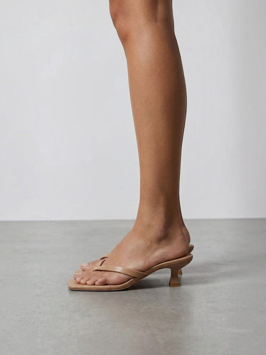 Amanda Square Toe Kitten Heel Sandals