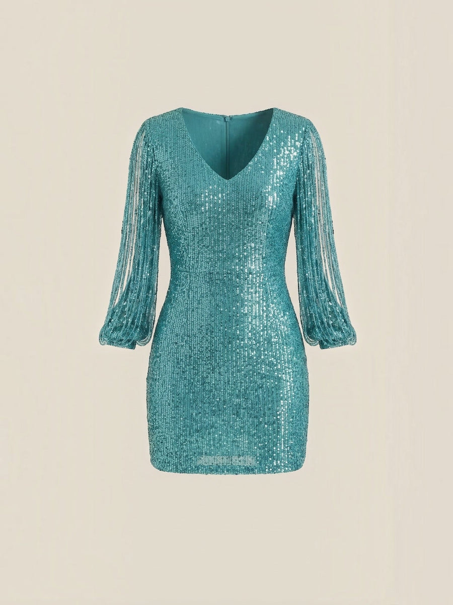 Marlene Sequin Fringe Sleeve Mini Dress