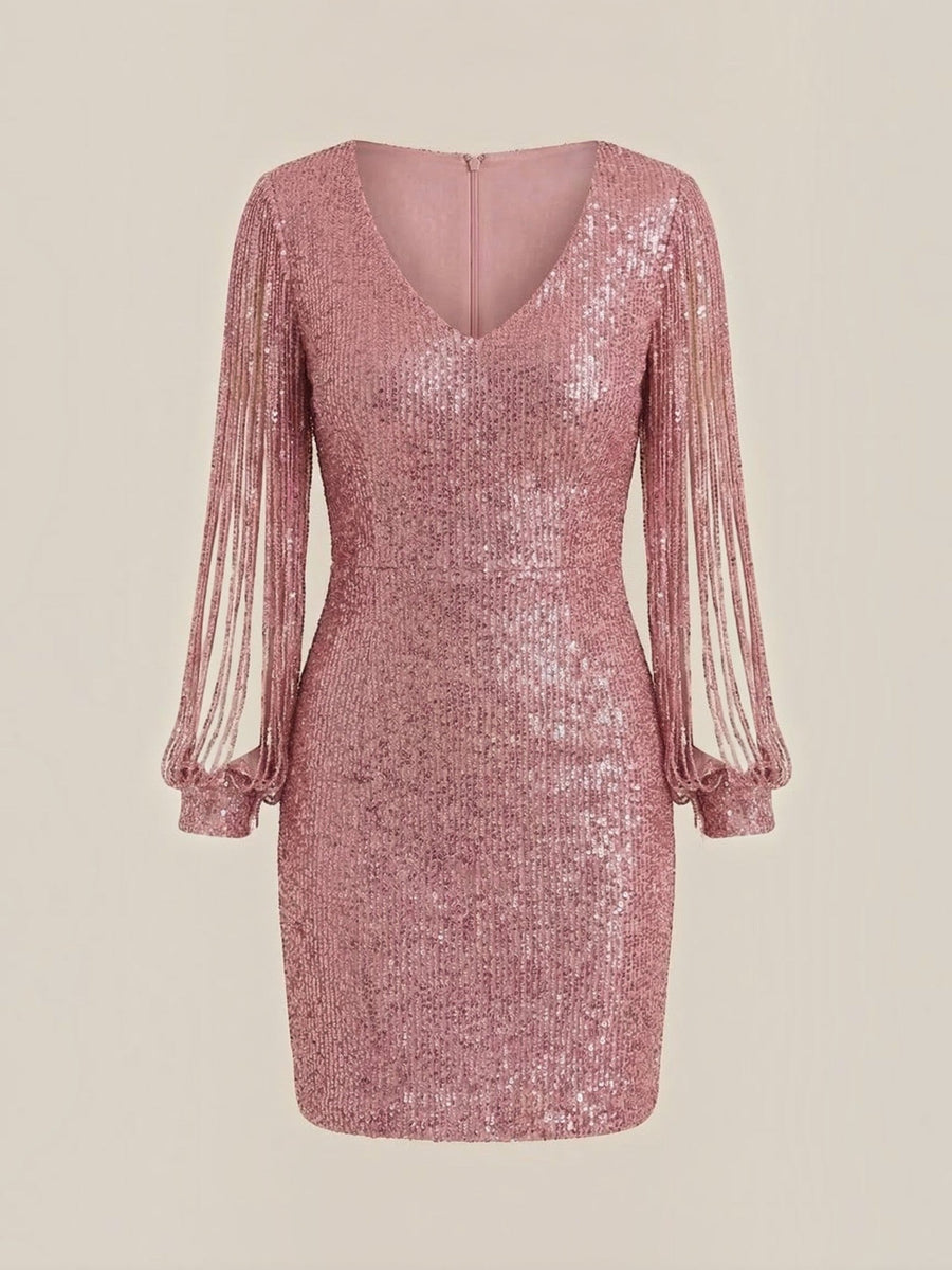 Marlene Sequin Fringe Sleeve Mini Dress