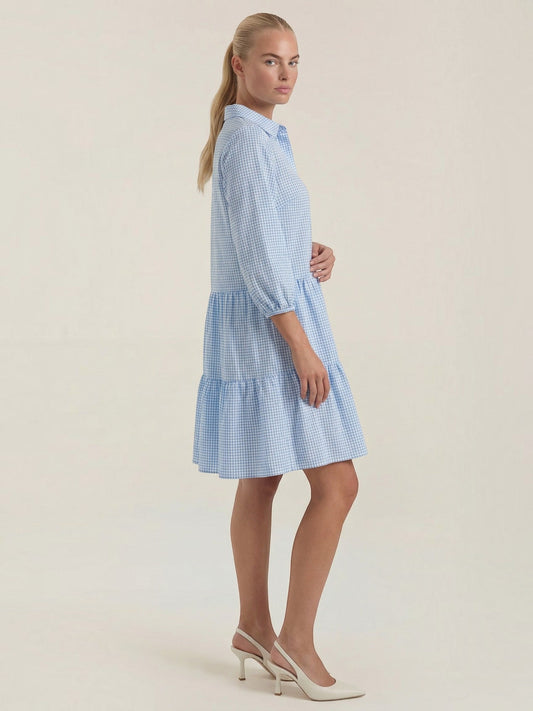 Marsha Plaid Tiered Mini Shirt Dress