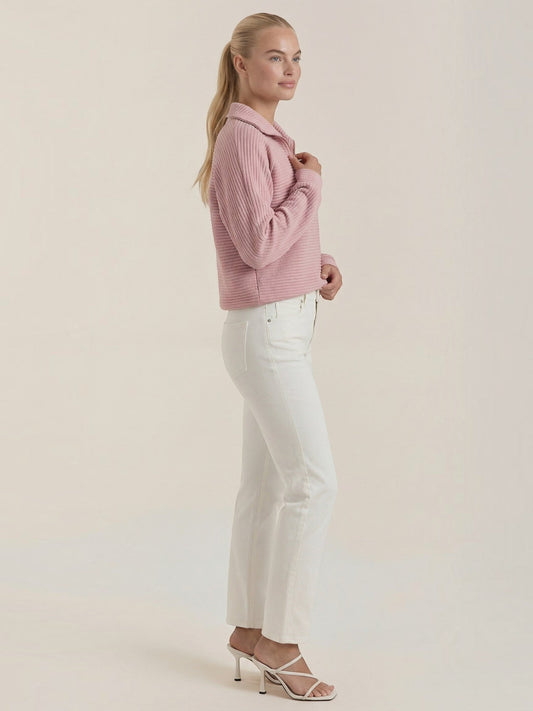 Melinda Polo Collar Quarter Zip Ribbed Sweater