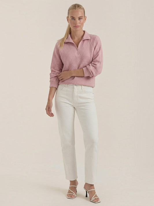 Melinda Polo Collar Quarter Zip Ribbed Sweater