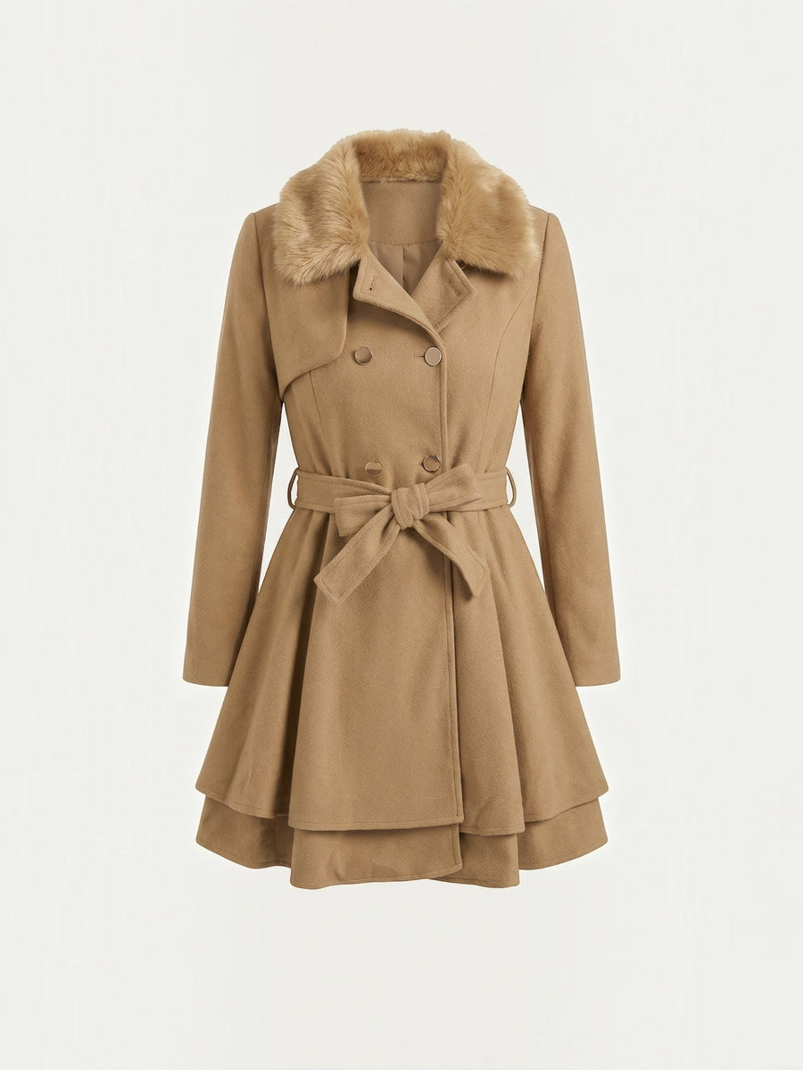 Myrtle Faux Fur Collar Double Breasted Coat