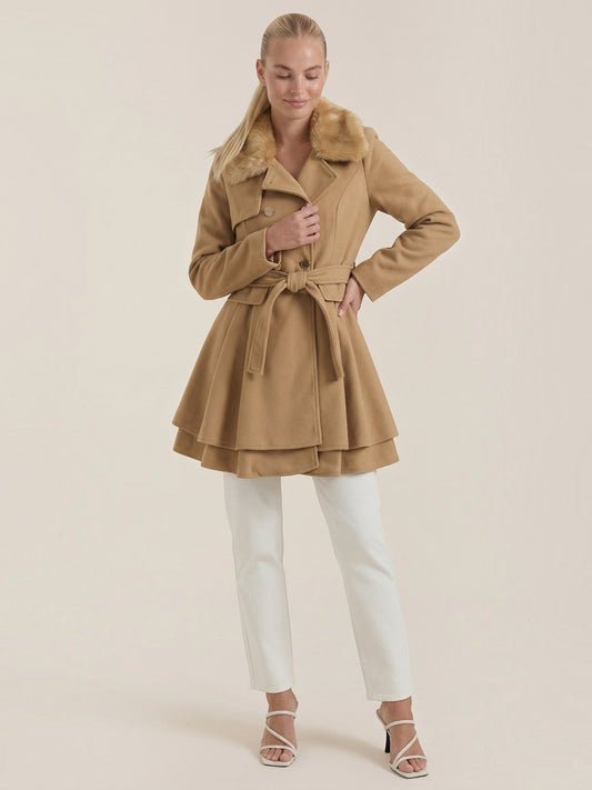 Myrtle Faux Fur Collar Double Breasted Coat