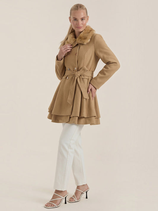 Myrtle Faux Fur Collar Double Breasted Coat