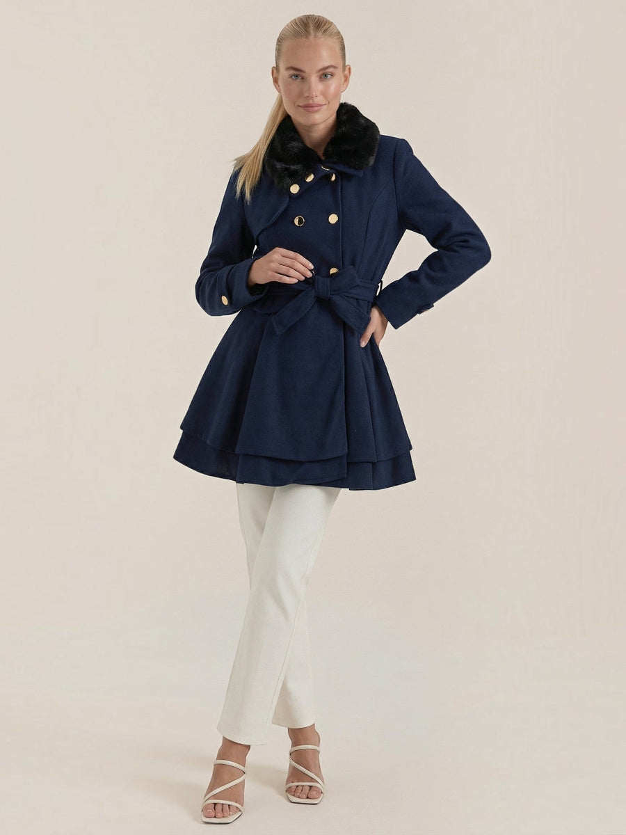 Myrtle Faux Fur Collar Double Breasted Coat