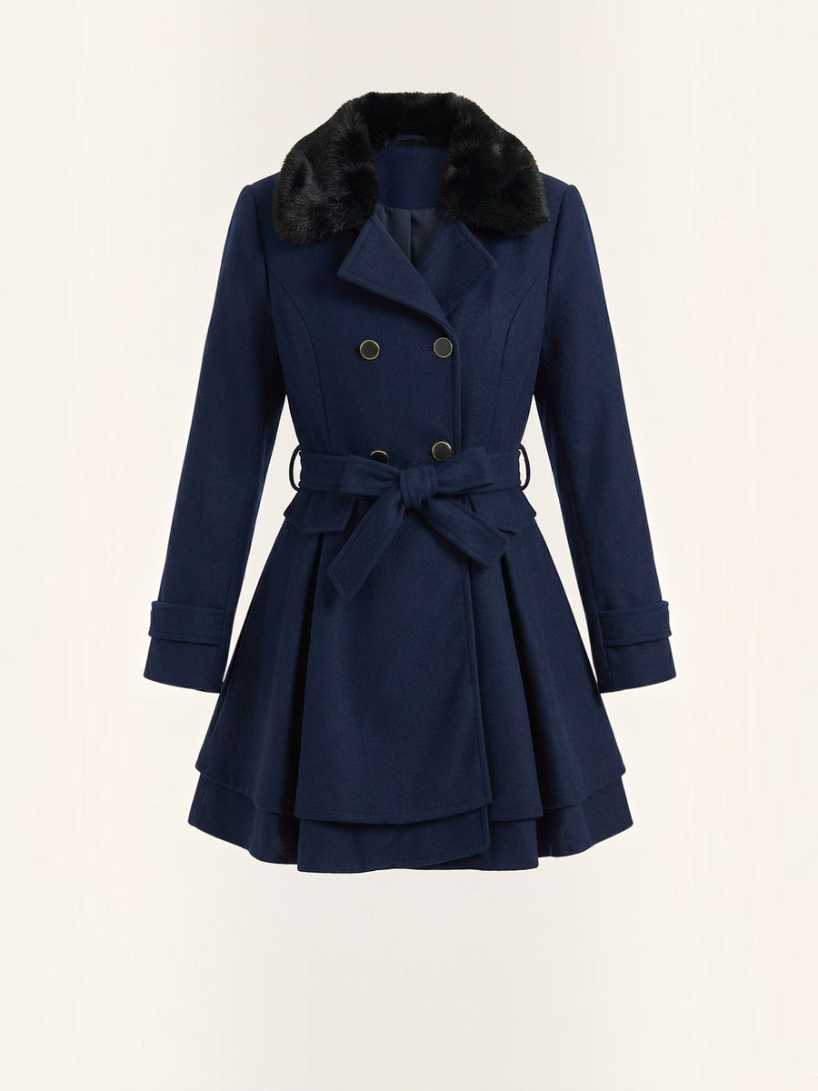Myrtle Faux Fur Collar Double Breasted Coat