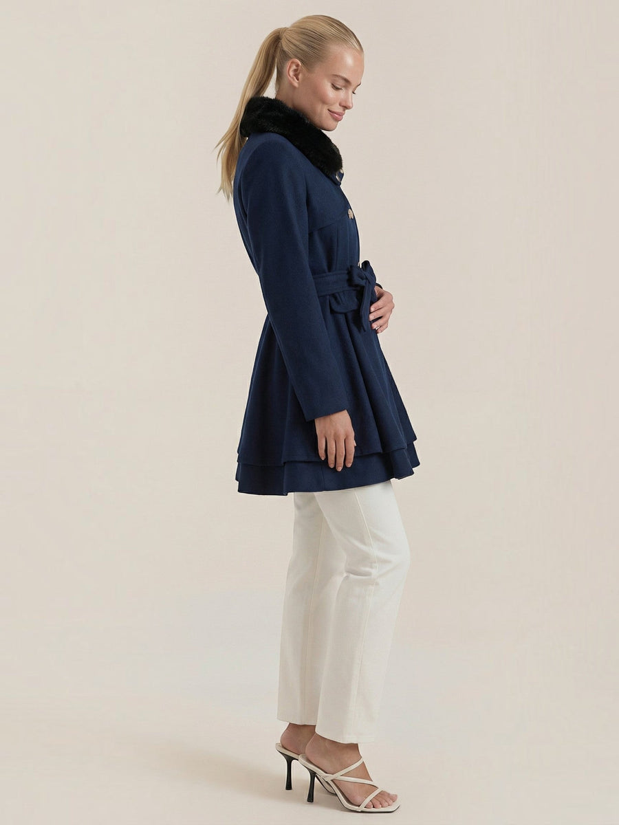 Myrtle Faux Fur Collar Double Breasted Coat