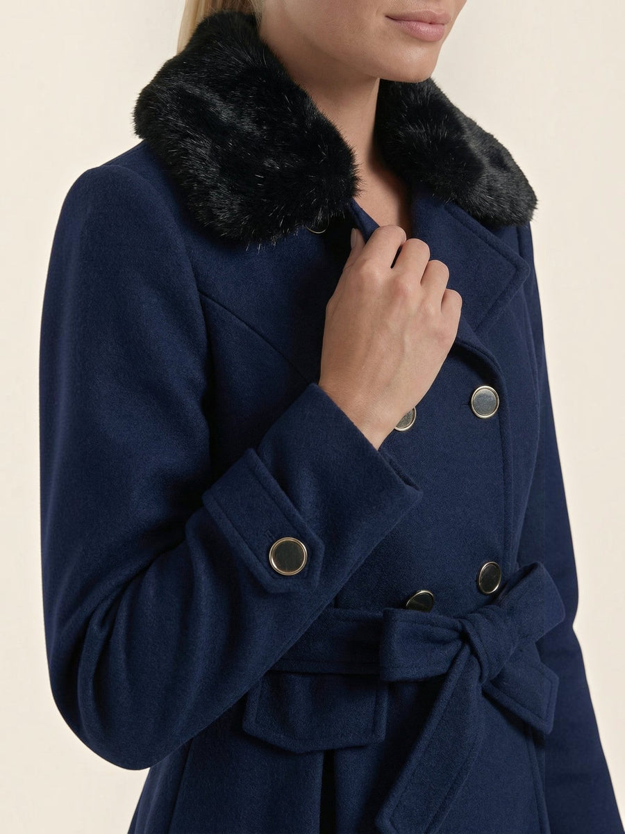 Myrtle Faux Fur Collar Double Breasted Coat