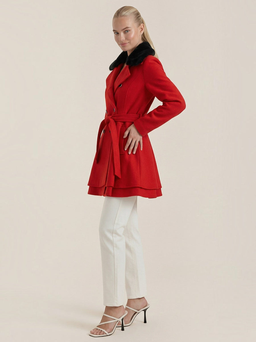 Myrtle Faux Fur Collar Double Breasted Coat