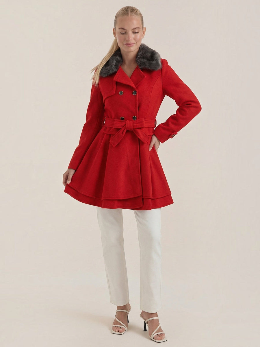 Myrtle Faux Fur Collar Double Breasted Coat