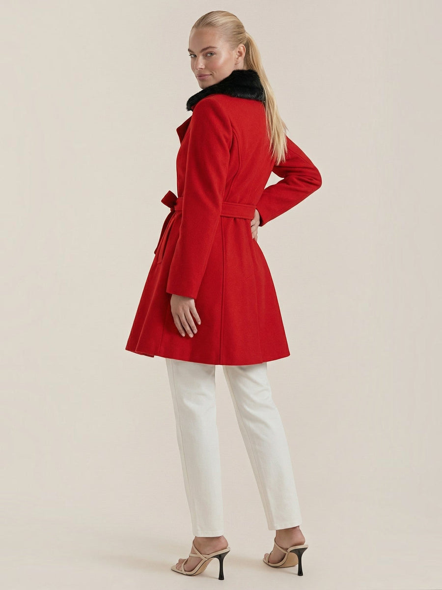 Myrtle Faux Fur Collar Double Breasted Coat