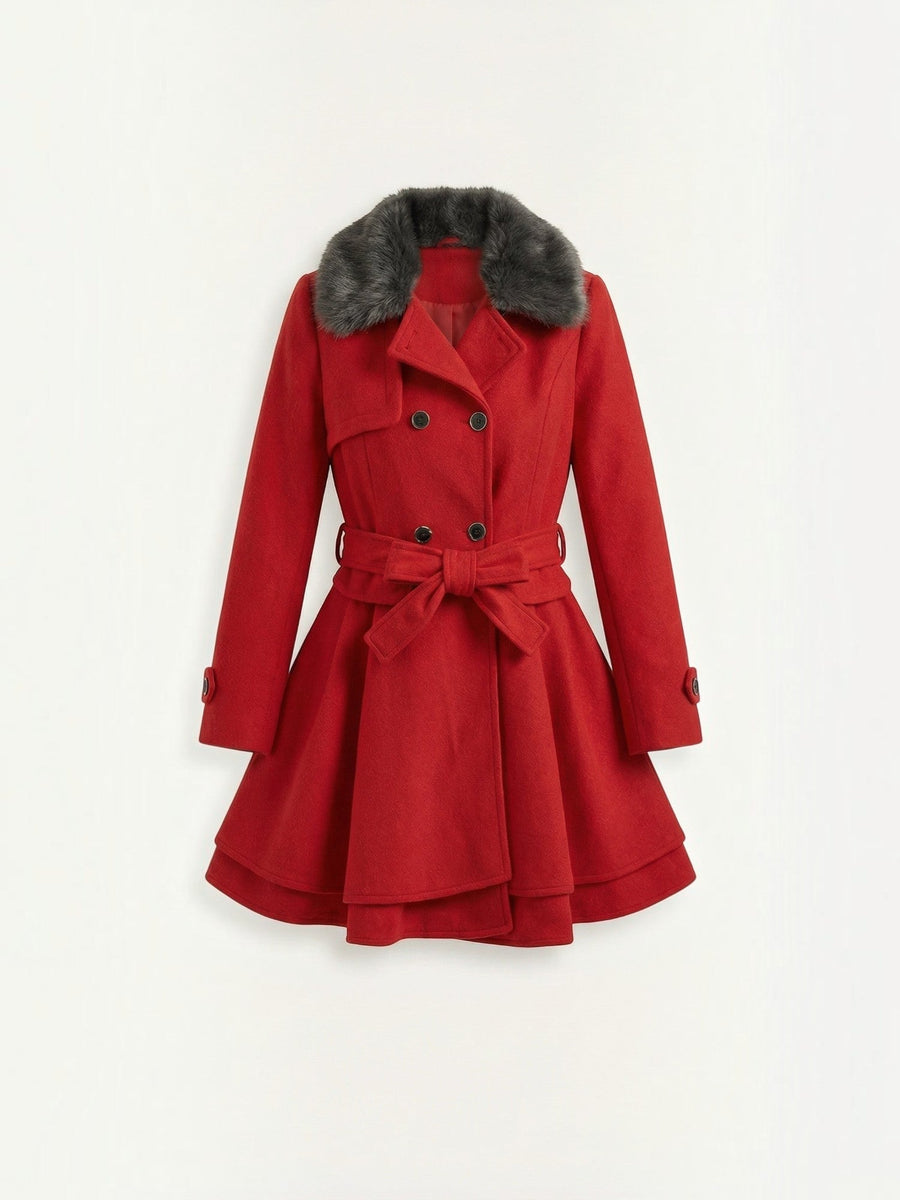 Myrtle Faux Fur Collar Double Breasted Coat