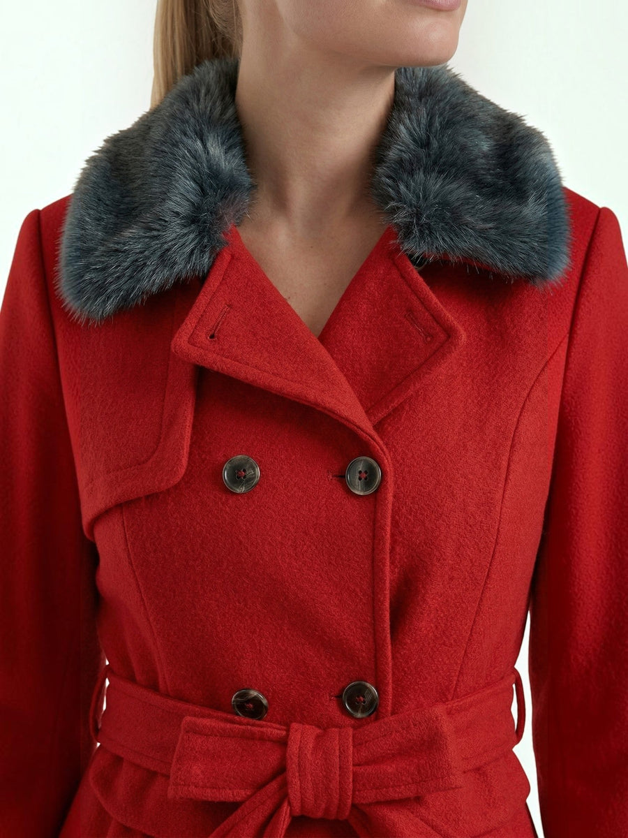 Myrtle Faux Fur Collar Double Breasted Coat