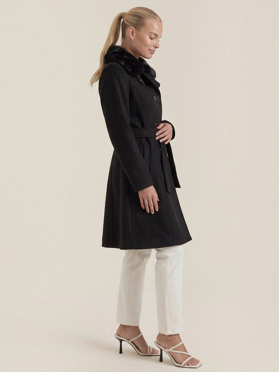 Myrtle Faux Fur Collar Double Breasted Coat