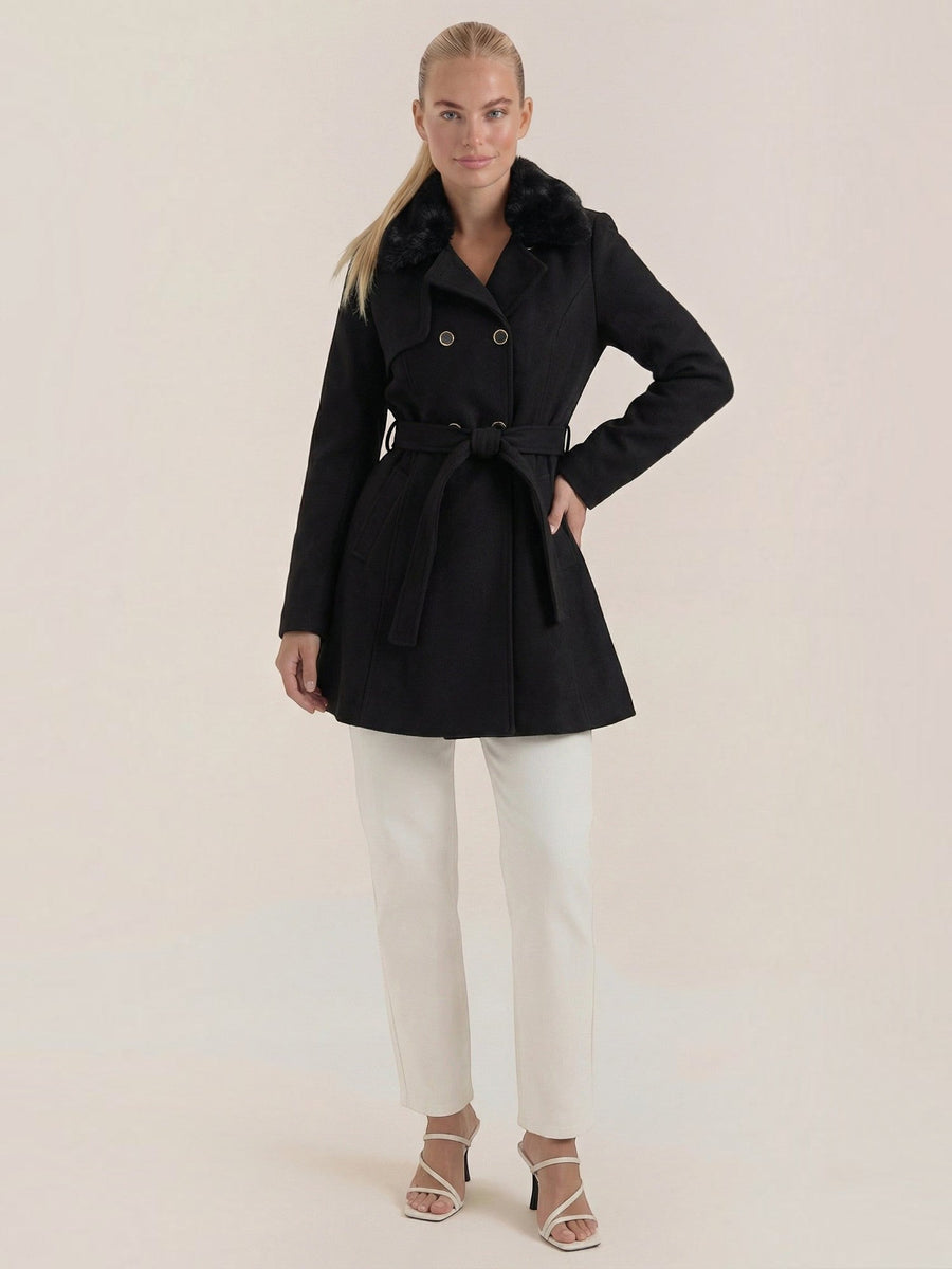 Myrtle Faux Fur Collar Double Breasted Coat