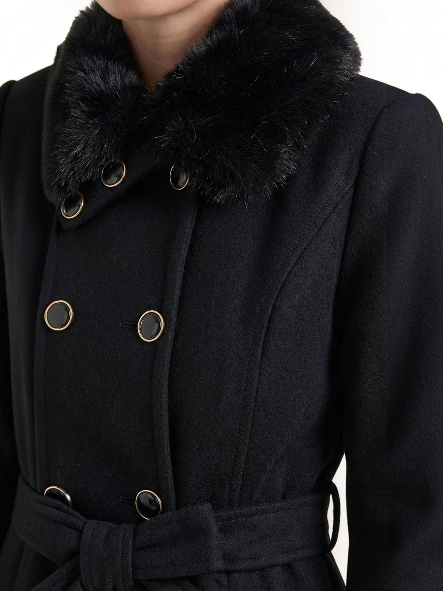 Myrtle Faux Fur Collar Double Breasted Coat