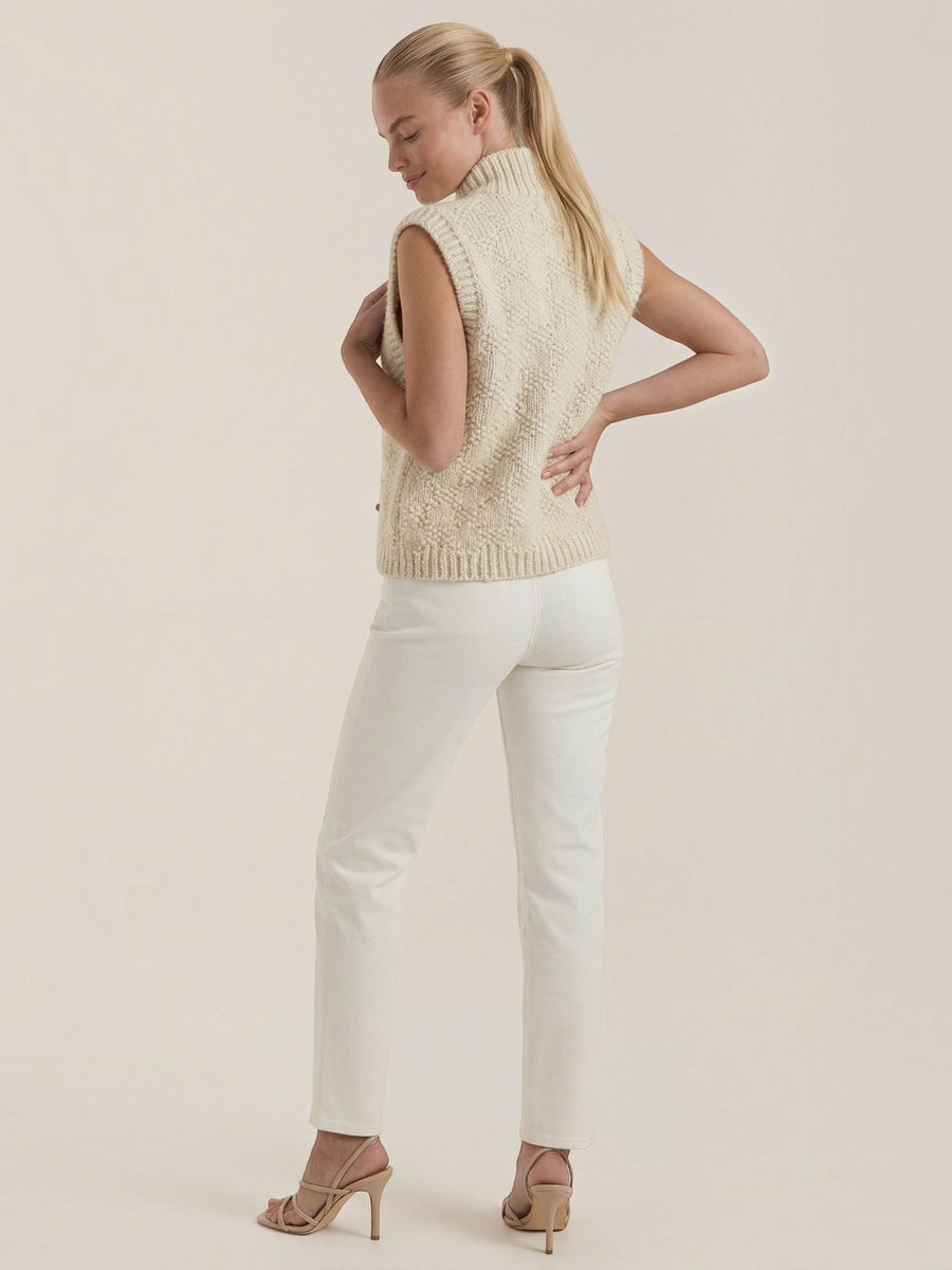 Nellie Cable Knit Wooden Button Vest