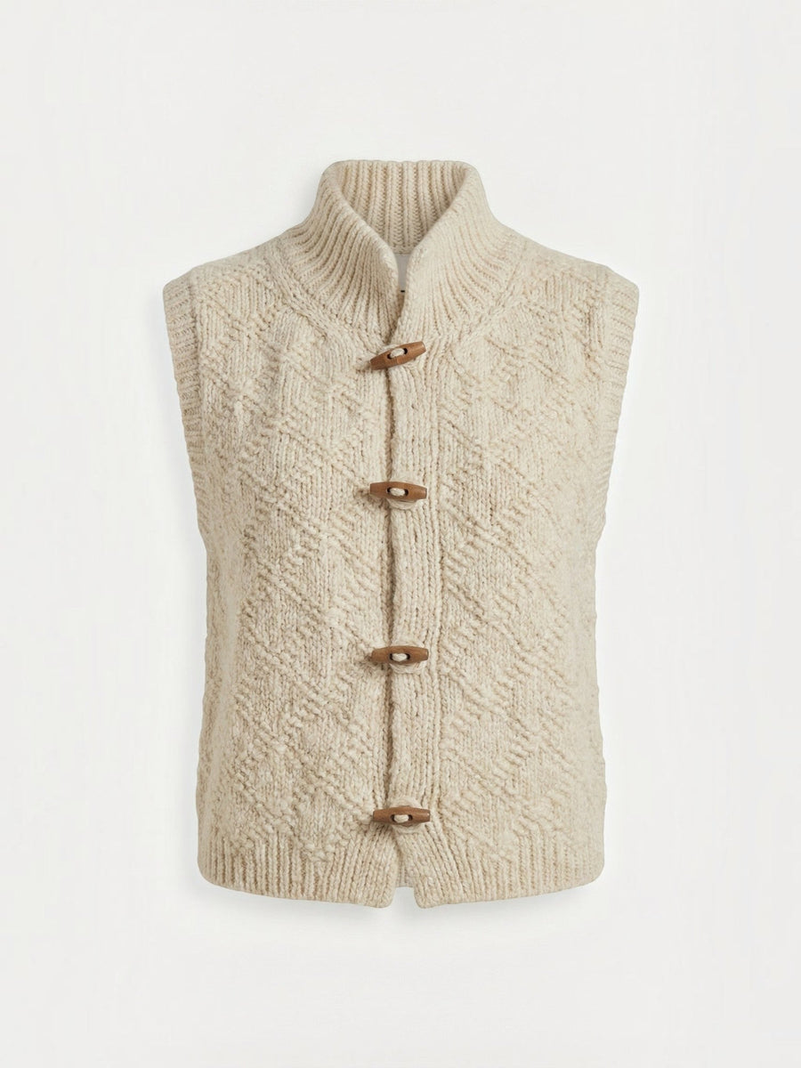 Nellie Cable Knit Wooden Button Vest