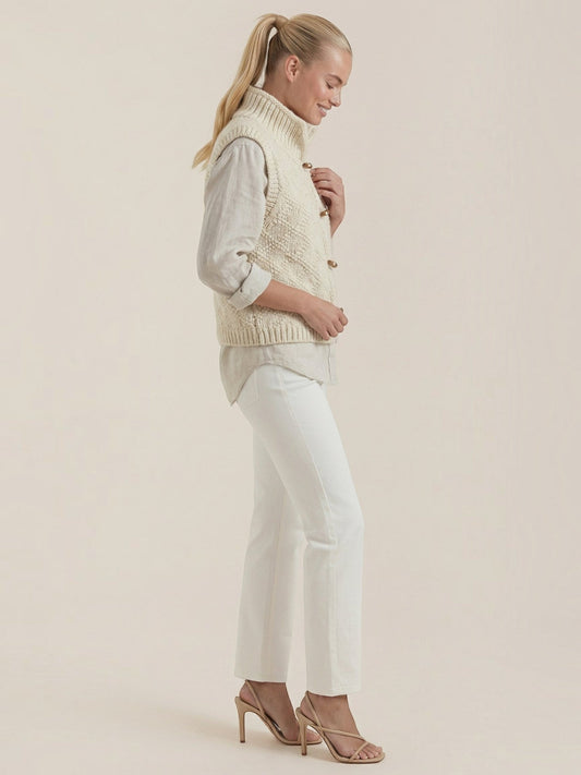 Nellie Cable Knit Wooden Button Vest